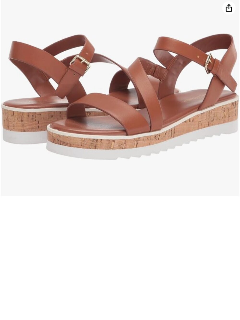 Marc Fisher Grandie Sandals (Cognac Brown Size 7 Strappy Flatform Wedge)
